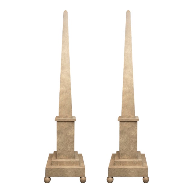 Pair of Large 1960s Custom Architectural Painted Obelisks For Sale