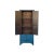 2010s Oriental Dark Teal Blue Narrow Wood Detail Door Drawers Storage Cabinet For Sale - Image 5 of 7