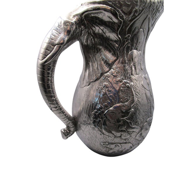Vintage Arthur Court 1980 Cast Aluminum Elephant Embossed Pitcher Jungle Safari Design For Sale In Phoenix - Image 6 of 11