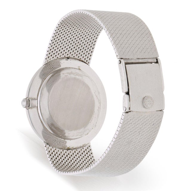 Silver 1970s Patek Philippe Calatrava 3468 34mm Gray Dial 18k White Gold Watch For Sale - Image 8 of 14