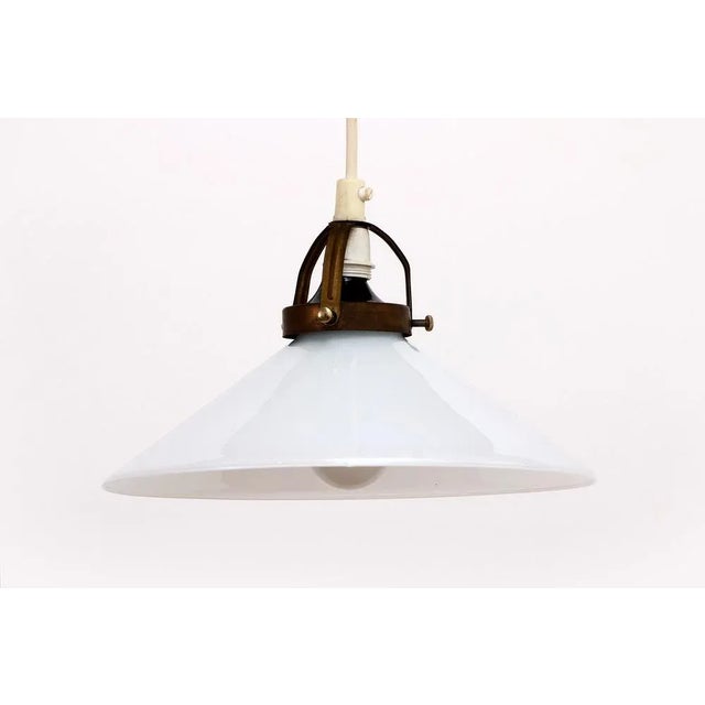 Vintage Hanging Lamp in White Glass attributed to Soholm, 1970s For Sale - Image 4 of 12