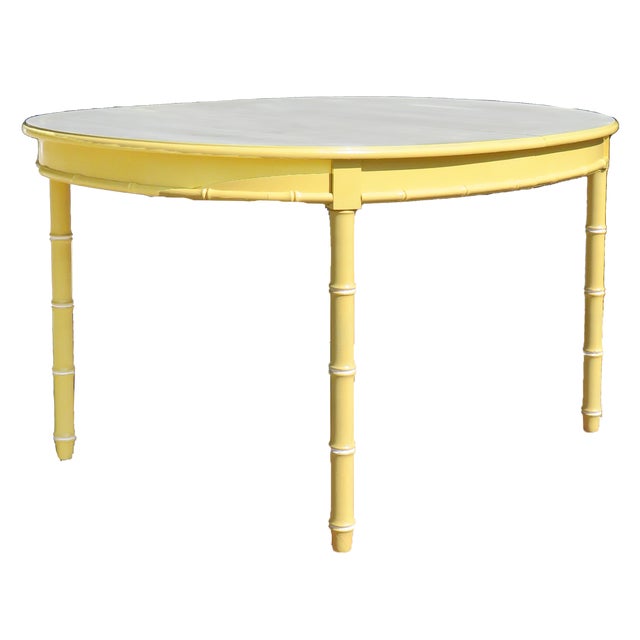 Chinoiserie Thomasville Faux Bamboo Dining Table W/ Leaf For Sale - Image 3 of 5