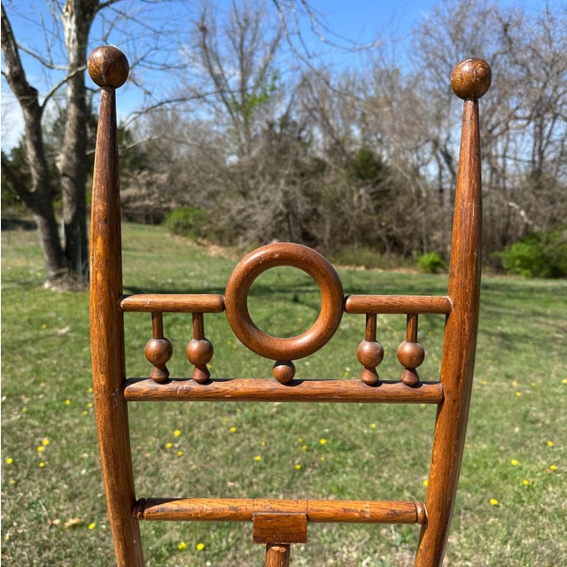 Antique Oak Ball & Stick Easel: Victorian Eastlake Style For Sale - Image 6 of 10