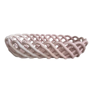 Weaved Italian Ceramic Basket For Sale