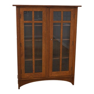 Stickley Mission Oak 2 Door Arts & Crafts Bookcase For Sale