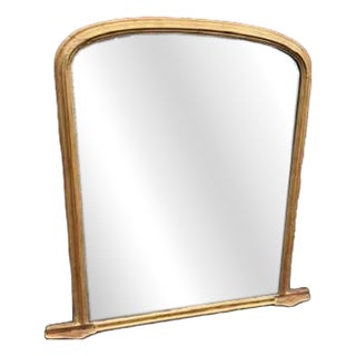 Large Antique English Carved Wood and Gesso Gilt Overmantle Mirror, 1800s For Sale