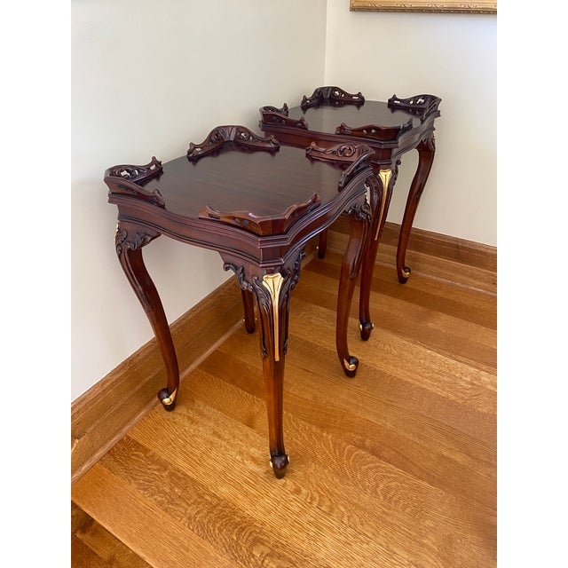 Wood Two Mahogany Side Tables For Sale - Image 7 of 12