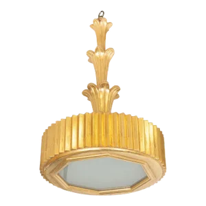 Giltwood Drum-Shaped Pendant by Carlos Villegas