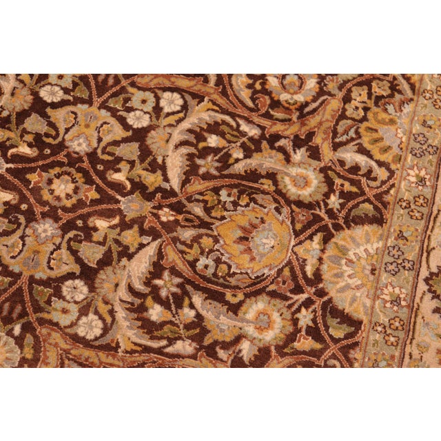 Renaissance Floral 1990's Pak-Persian Brown/Taupe Wool Rug - 5'11'' X 9'0'' For Sale - Image 3 of 9