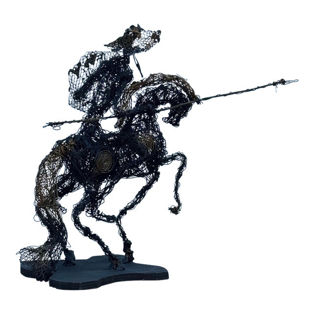 1960s Mid Century Brutalist Metal Wire Don Quixote Sculpture For Sale