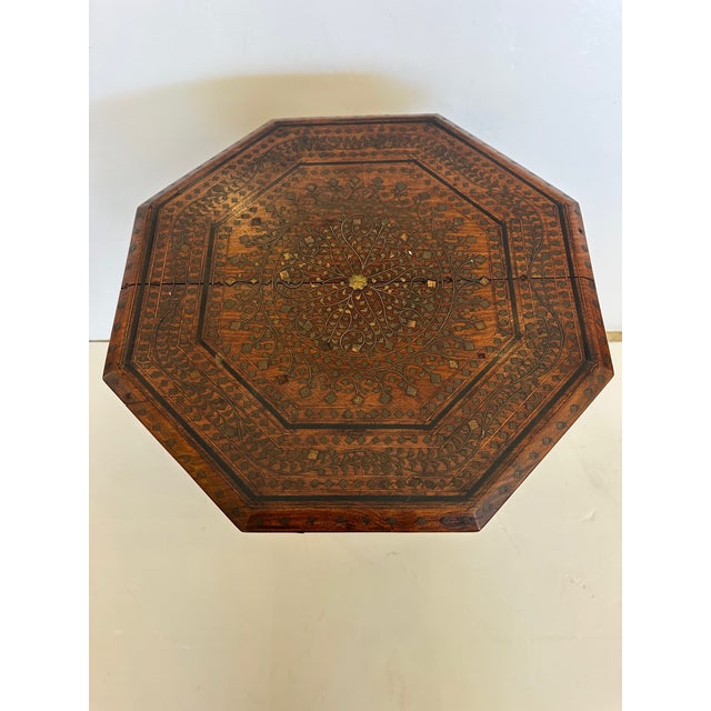 1950s Octagonal Vintage Inlaid Moroccan Side Table For Sale - Image 5 of 14