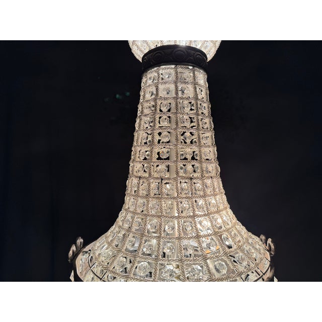1970s 1970 French Charcoal Bronze Crystal Chandelier 1pc For Sale - Image 5 of 15