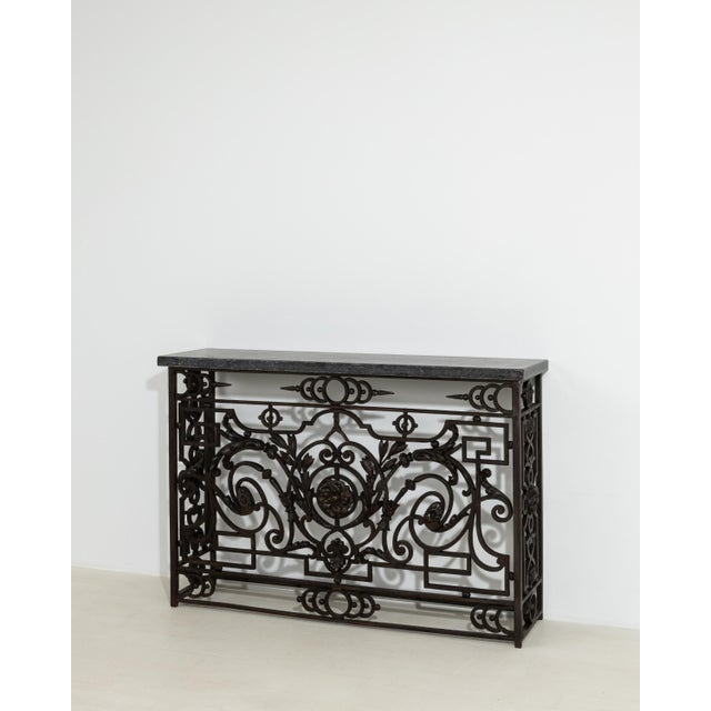 Neoclassical Wrought Iron Console With Belgian Bluestone For Sale - Image 11 of 12
