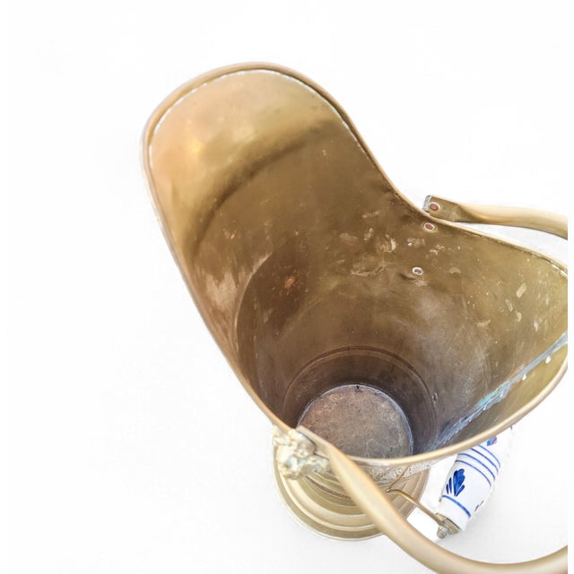 Antique Dutch Brass Umbrella Stand with Delft Blue Ceramic Handles, Netherlands, 1890 For Sale - Image 12 of 18