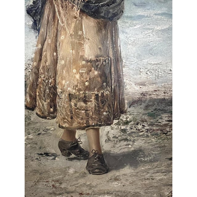 Frederick Reginald Donat, Woman with Fish Net, Oil on Wood, Framed For Sale - Image 5 of 15