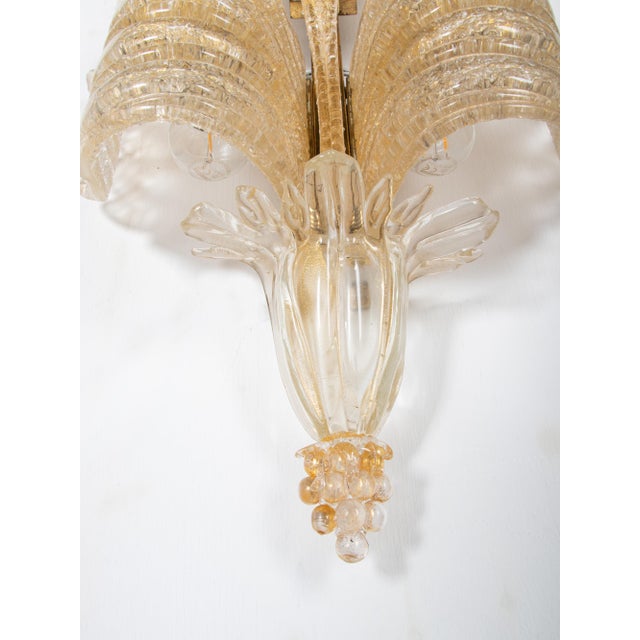Grand Hotel Wall Sconce in Golden Murano Glass & Brass from Barovier & Toso, 1960s For Sale - Image 8 of 13