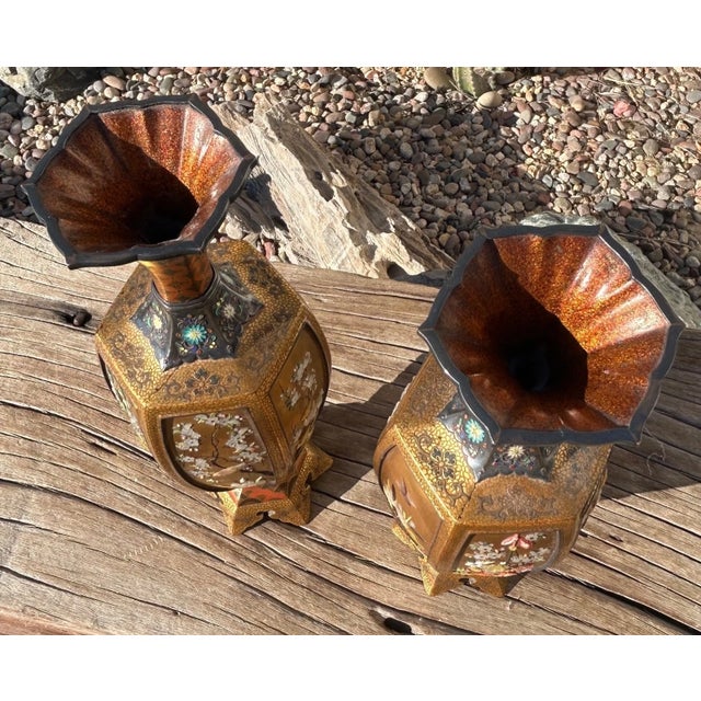 Exceptional Pair of Antique Japanese Meiji Period Shibayama Vases – Silver & Gold Lacquer, C. 1890 For Sale - Image 10 of 13