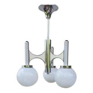 1970s Mid-Century Globes Chrome Chandelier Attributed to Sciolari For Sale