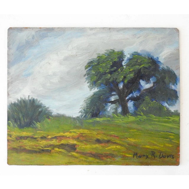 Rustic Vintage Impressionist Landscape Lone Oak Tree Painting For Sale - Image 3 of 4