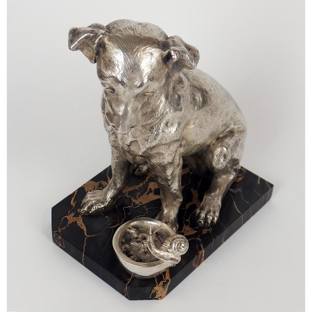 F Coffin, Jack Russell Dog Sculpture, 1920s, Bronze and Marble For Sale - Image 3 of 14