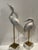Hollywood Regency 1970s Hollywood Regency Silver Leaf Crane Sculptures on Thick Lucite Bases - A Pair For Sale - Image 3 of 12