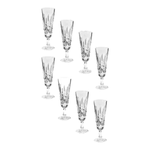 Stuart Glendevon Pattern Champagne Flutes Lead Crystal Hand Blown - Set of 8