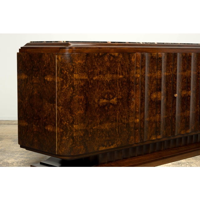 1940s Monumental Sideboard by A. Bicchierini, Burl Wood & Marble, Provence For Sale - Image 14 of 18