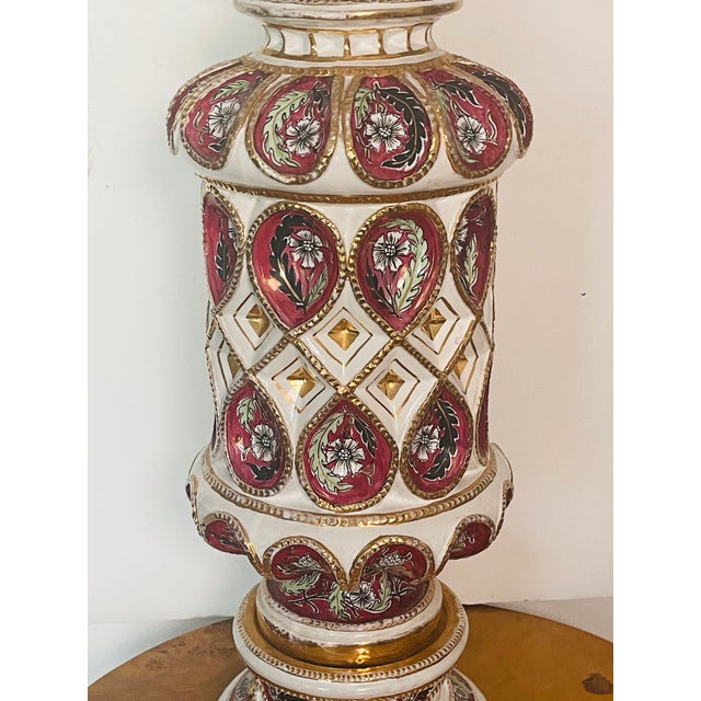 Antique Italian Cantagalli Daliso Lustro Handpainted Lamp For Sale In Miami - Image 6 of 8