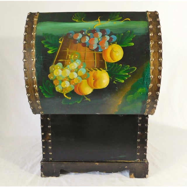 Wood Vintage Hand Painted Wooden Fruits Hope Treasure Chest Trunk Storage Box For Sale - Image 7 of 11