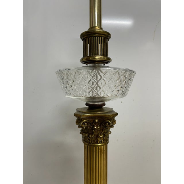 Late 19th Century Brass and Marble Corinthian Column Spirit Lamp With Glass Font For Sale - Image 5 of 7