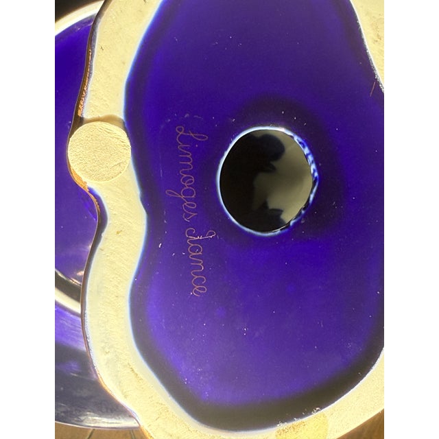 Limoges, France Limoges France Cobalt Blue Gold Fish Pedestal Compote Sèvres-Style Centerpiece Bowl For Sale - Image 4 of 12