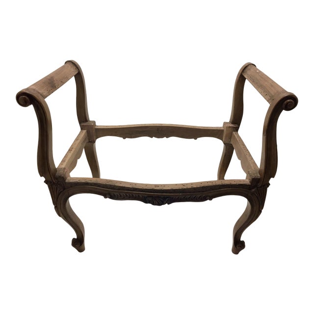 19th Century French Louis XV Carved Walnut Bench | Stool For Sale