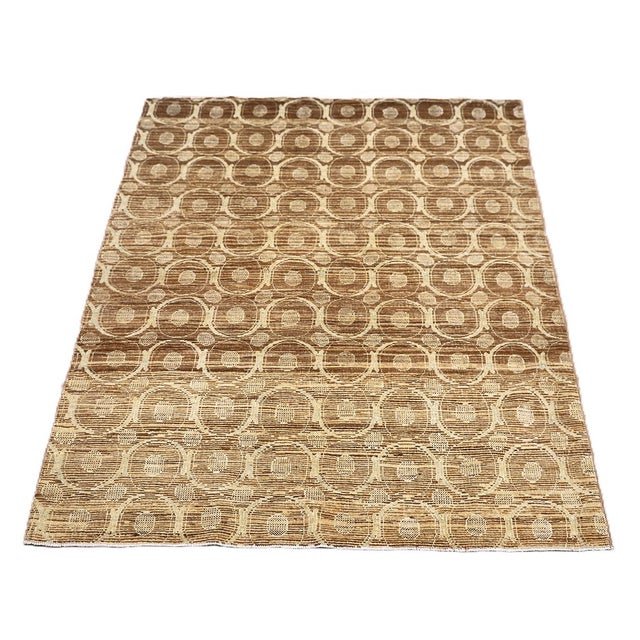 3' X 4' Fine Luxury Camel Brown & Ivory Silk Ariana Modern Area Rug For Sale - Image 4 of 7