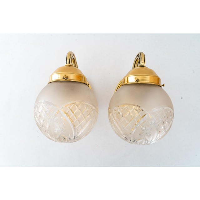 Brass polished and stove enameled Original cut glass shades Up to 250V (Europe/UK Standard).The wiring of this item may be...