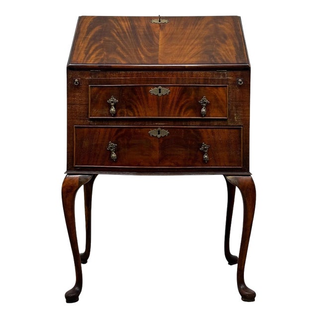 Small Antique English Edwardian Mahogany Secretaire For Sale