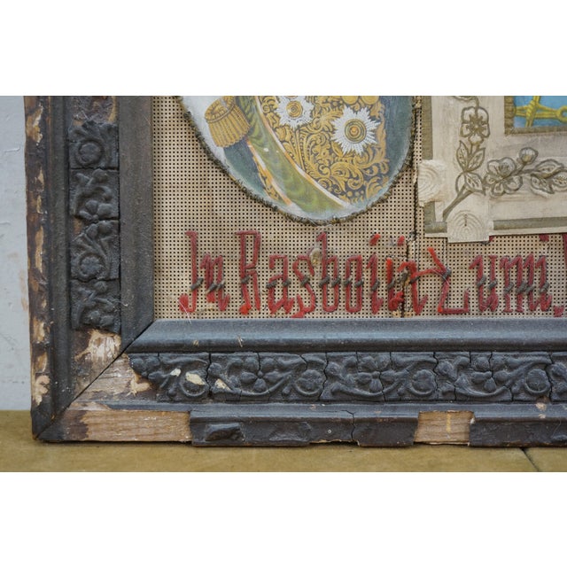 Gray Antique Wwi Ottoman Pasha War Embroidered Military Call for Peace Collage, Framed For Sale - Image 8 of 12