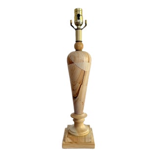 Midcentury Banded Marble Art Deco Table Lamp, Rewired For Sale