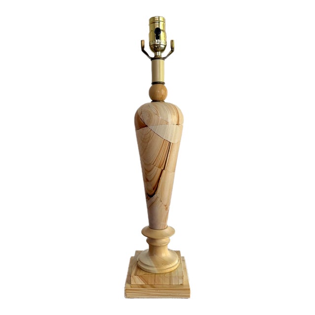 Midcentury Banded Marble Art Deco Table Lamp, Rewired For Sale
