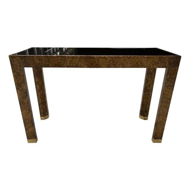 1980’s Mid-Century Modern Henredon Faux Tortoise Shell Console Table For Sale