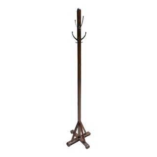 Antique American Freestanding Coat Hat Rack in Solid Rosewood For Sale