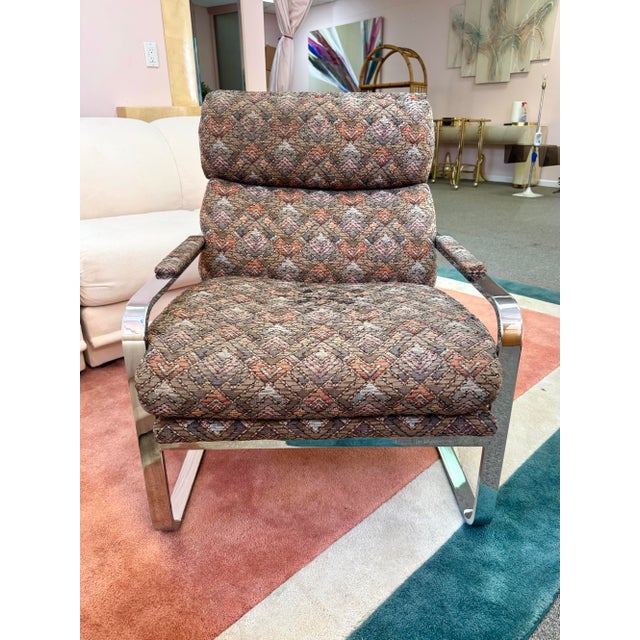 Vintage 1970’s Milo Baughman Style Chrome Cantilever Lounge Chair For Sale - Image 9 of 12