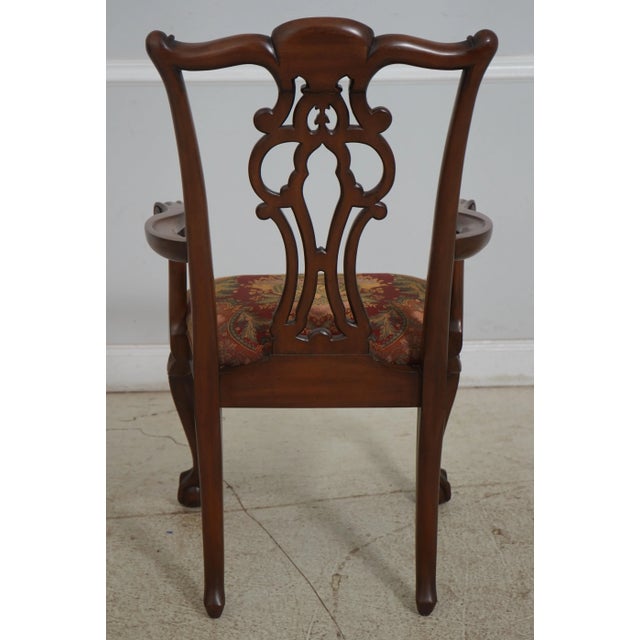 Ethan Allen Set of 8 Ethan Allen Carved Mahogany Chippendale Dining Chairs For Sale - Image 4 of 12