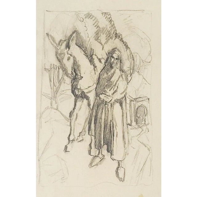 African Vintage George Baer Middle Eastern Pencil Study Drawing For Sale - Image 3 of 3