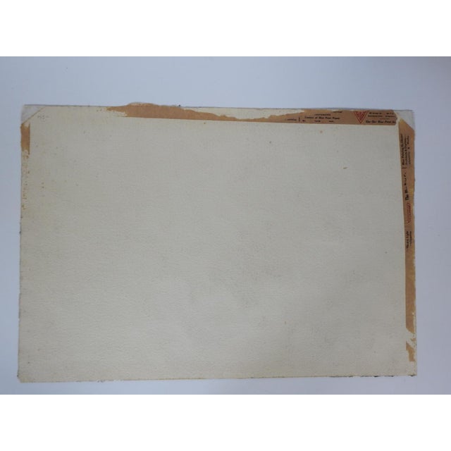 Early 20th century watercolor on paper cityscape painting. Unsigned. Unframed, tape remains on verso, age toning.