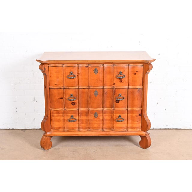 A gorgeous Spanish Baroque style carved pine dresser, commode, or chest of drawers By Jim Peed for Romweber USA, Circa...