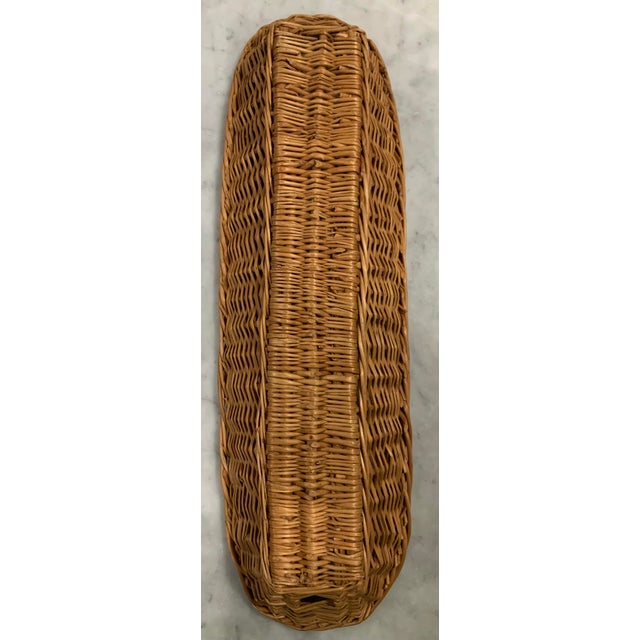 French Vintage French Wicker Baguette Bread Basket — 22” Long - Culinary - Kitchen Decor For Sale - Image 3 of 5
