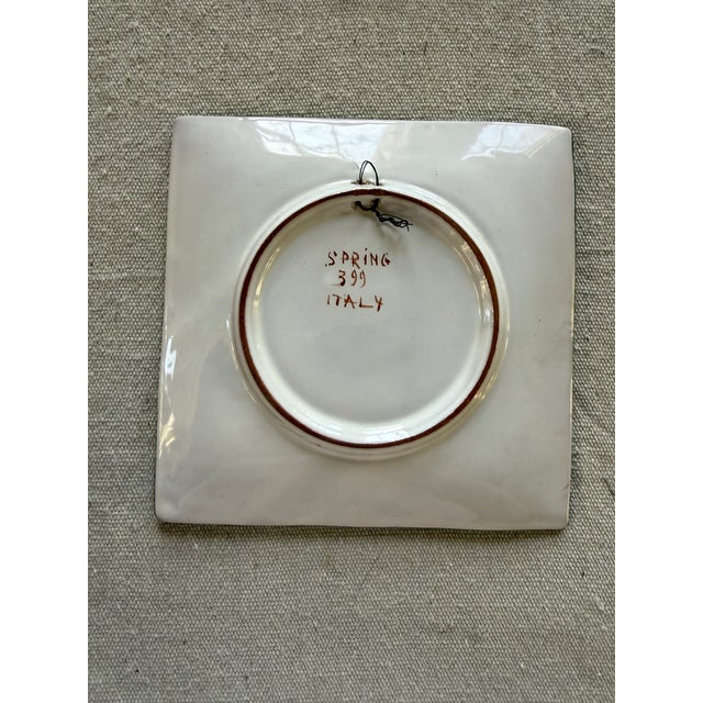 1980s Vintage Italian Hand Painted Spring Wall Plate Pastoral Scene 6.25 Inch For Sale - Image 5 of 5
