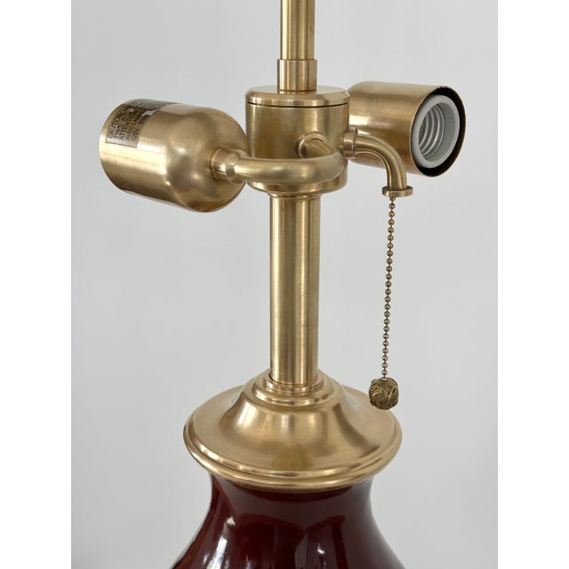 Ralph Lauren Single Ralph Lauren Extra Large Oxblood Red Ceramic Lamp With Brass Fittings. For Sale - Image 4 of 17