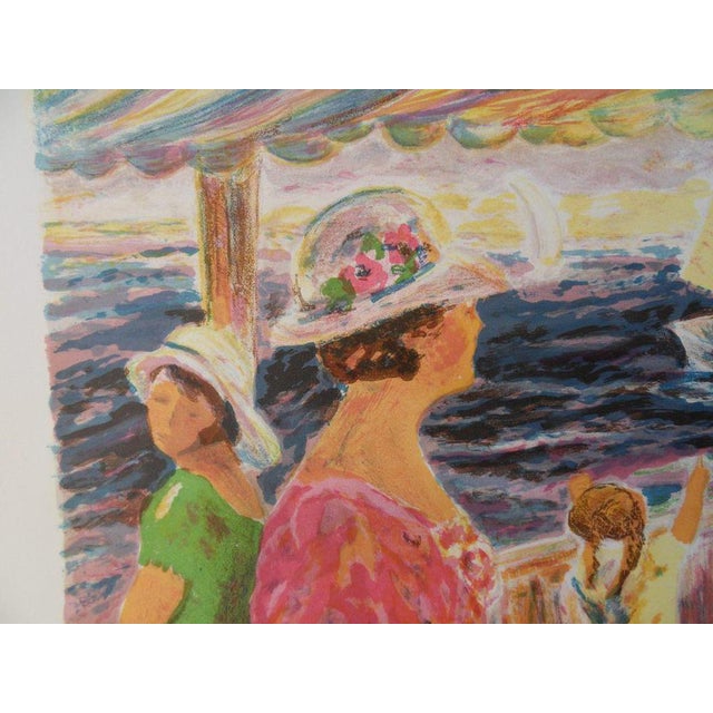 Elyane ADDARI (1936) Dinner at the Harbor Original color lithograph Signed in pencil Limited edition of 200 (the number...