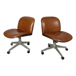 Italian Modern Office Chairs by Ico Parisi for Mim, 1970s, Set of 2 For Sale